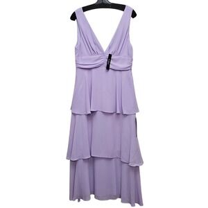 Lulus Maxi Dress Women Large Lavender Tiered V-Neck Chiffon Sleeveless Romantic